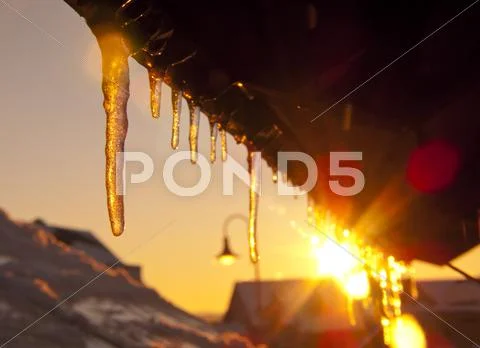 Abstract frozen thawing icicles . Stock Photos