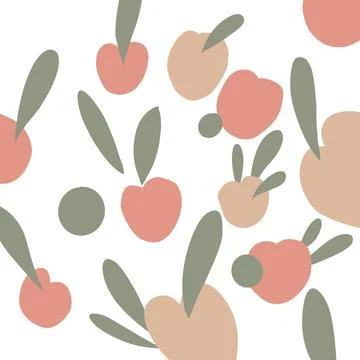 “Abstract Fruit Background with Apples and Peaches” — Soft Pastel Palette Stock Illustration