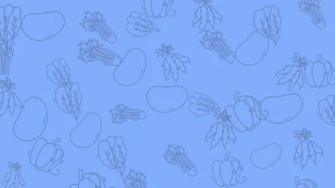 Abstract Fruit Pattern on Blue Background - A Seamless Design. Stock Footage 321845239