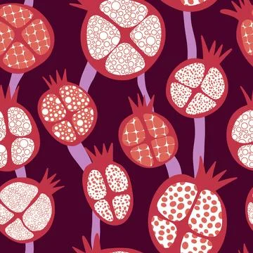 Abstract fruit seamless pomegranate pattern for wrapping paper and fabrics Stock Illustration