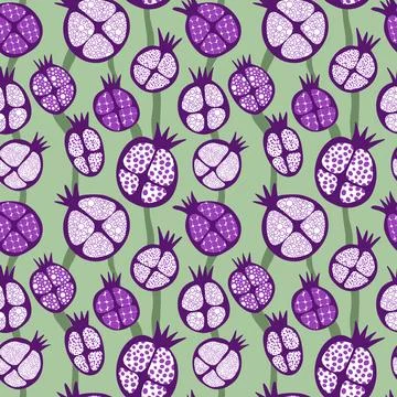 Abstract fruit seamless pomegranate pattern for wrapping paper and fabrics Stock Illustration