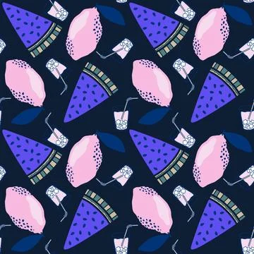 Abstract fruit seamless watermelon and lemon pattern for wrapping paper and.. Stock Illustration