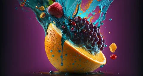 Abstract fruit splash concept art illustration Stock Illustration