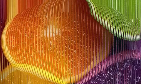 Abstract Fruit Texture Behind Reeded Glass with Orange and Lime Slices for .. 스톡 일러스트