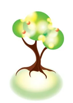 Abstract fruitful tree on shiny soil, eps10 vector illustration Stock Illustration