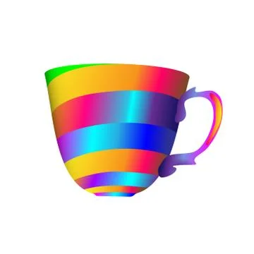 Abstract full color gradient striped teacup for business concept or logo Stock Illustration