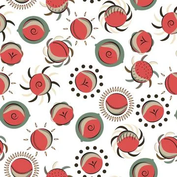 Abstract fun background. Round striped elements with different patterns. Stock Illustration