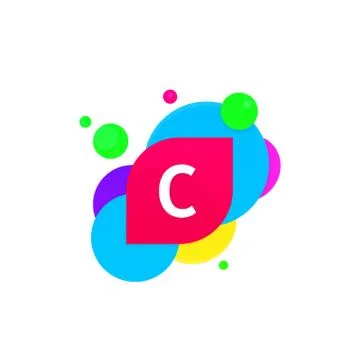 Abstract fun C letter logo creative flat children avatar vector design Stock Illustration