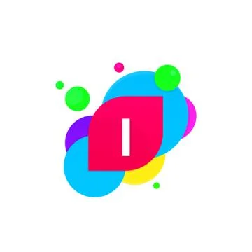 Abstract fun I letter logo creative flat children avatar vector design Stock Illustration