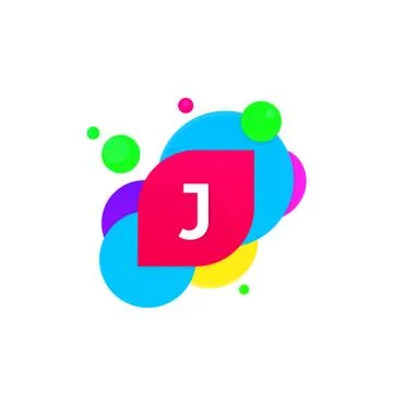 Abstract fun J letter logo creative flat children avatar vector design Stock Illustration