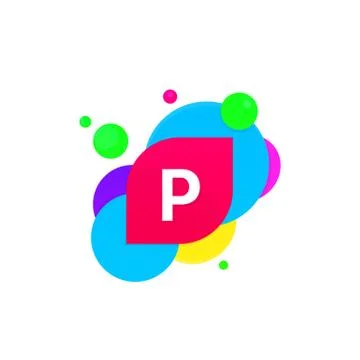 Abstract fun P letter logo creative flat children avatar vector design Stock Illustration