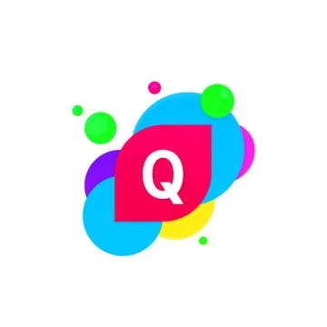 Abstract fun Q letter logo creative flat children avatar vector design Stock Illustration