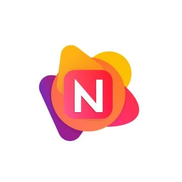 Abstract fun shape elements company logo sign icon. N letter logotype vecto.. Illustrazione stock