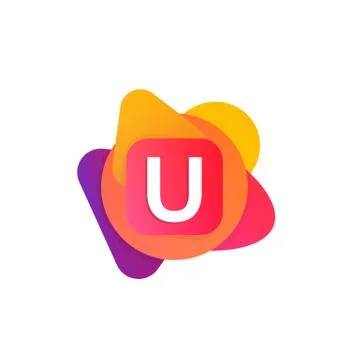 Abstract fun shape elements company logo sign icon. U letter logotype vecto.. Stock Illustration