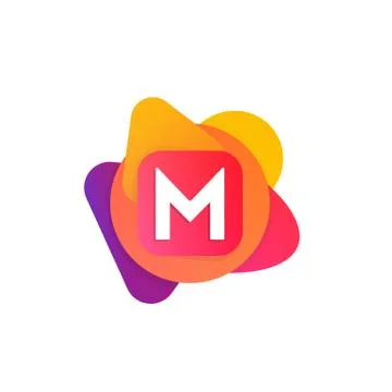 Abstract fun shape elements company logo sign icon. M letter logotype vecto.. 스톡 일러스트