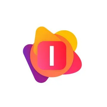 Abstract fun shape elements company logo sign icon. I letter logotype vecto.. Stock Illustration