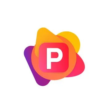 Abstract fun shape elements company logo sign icon. P letter logotype vecto.. Illustrazione stock