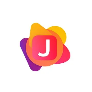 Abstract fun shape elements company logo sign icon. J letter logotype vecto.. Illustrazione stock