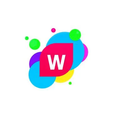 Abstract fun W letter logo creative flat children avatar vector design Stock Illustration
