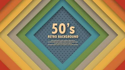 Abstract funky 1950's background with rhombus elements and retro colors. Real Stock Illustration