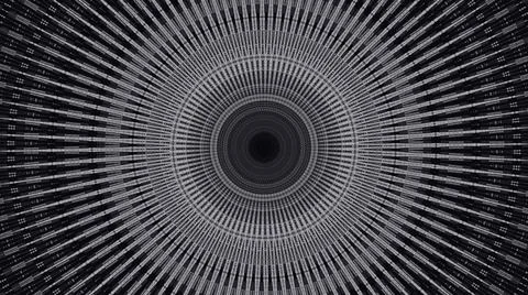 Abstract funnel of blinking geometric figures, circles or rings, seamless loop 스톡 일러스트