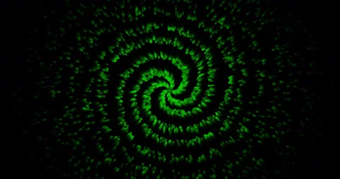 Abstract funnel of many green dots moving in a spiral. 4k background computer Stockbeeldmateriaal 167334869