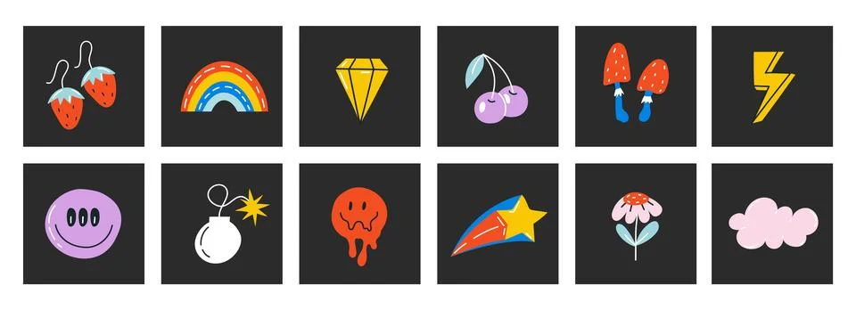 Abstract funny cute Comic characters. Ilustración de archivo