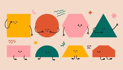 Abstract funny geometric characters Stock Illustration