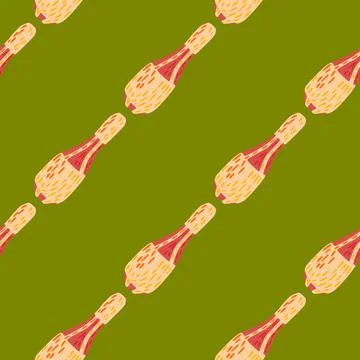 Abstract funny seamless trick pattern with simple juggler maces ornament. Gre Stock Illustration