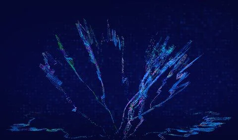 Abstract future ai background with blue big data and digital dots for tech and Stock Illustration
