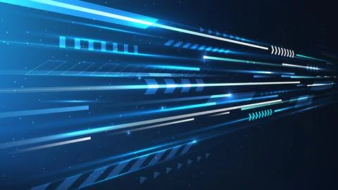 Abstract future technology background with glowing blue data lines and geom.. Illustrazione stock