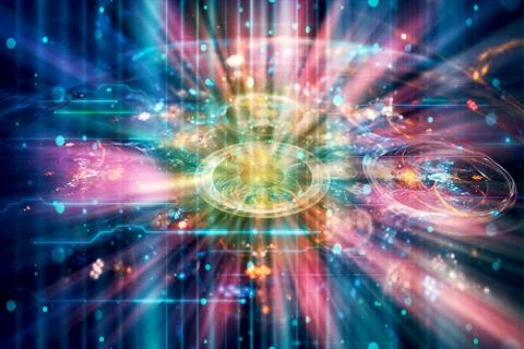 Abstract Future Technology Network Visualized Background Stock Illustration