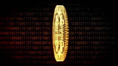 Abstract futuristic 3D bitcoin render background. Future of money global market 스톡 동영상 336443065