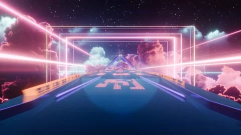 Abstract futuristic 3d render retro wave cinematic background Vidéo 277084709