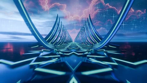 Abstract futuristic 3d render retro wave cinematic background Vidéo 277583432