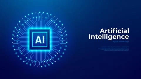 Abstract futuristic AI processor concept Illustrazione stock