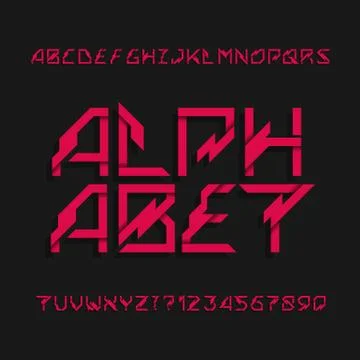 Abstract futuristic alphabet typeface. Effect type letters and numbers. Stock Illustration