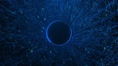 Abstract futuristic animation circular streaming data lines digital network Stock Footage 333793868