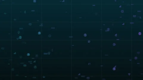 Abstract futuristic background with animated random Icon technology connectio Stock Footage 243894765