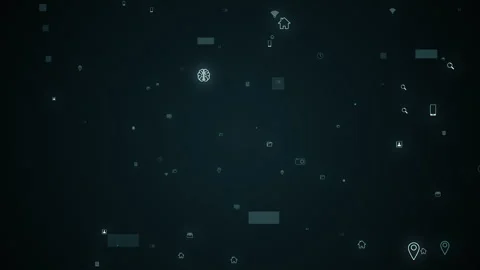 Abstract futuristic background with animated random Icon technology connectio Video stock 255751880
