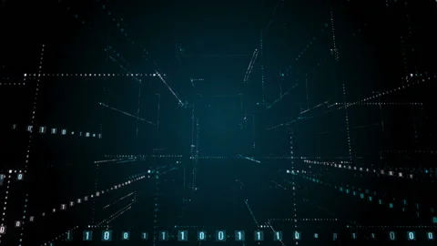 Abstract futuristic background of binary code information technology with grid. Stock Footage 94363871
