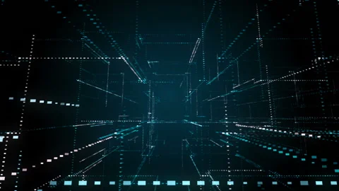 Abstract futuristic background of binary code information technology with grid. Video stock 94364265