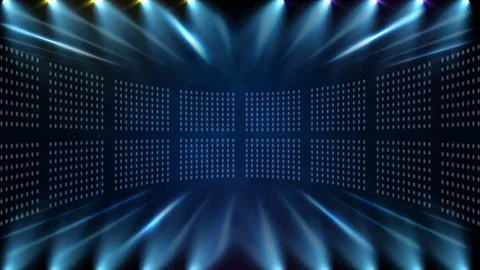 Abstract futuristic background of blue empty stage and neon lighting spotlgih Stock Illustration