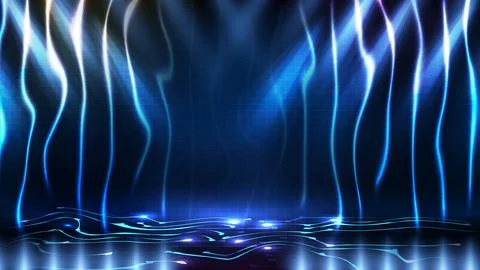 Abstract futuristic background of blue empty stage arena stadium spotlgiht st Stock Illustration