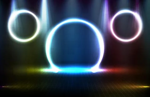 Abstract futuristic background of blue empty stage arena stadium spotlgiht .. Stock Illustration