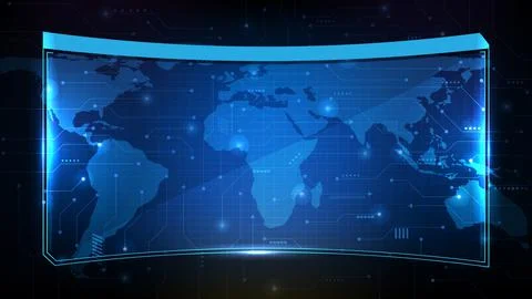 Abstract futuristic background of blue technology sci fi frame, hud ui topic, Stock Illustration