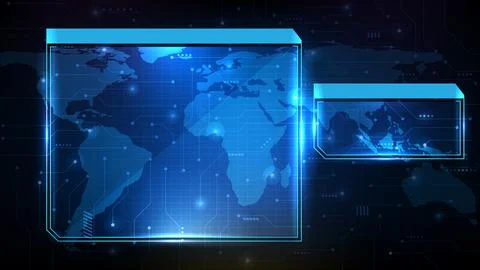 Abstract futuristic background of blue technology sci fi frame, hud ui topic, Stock Illustration