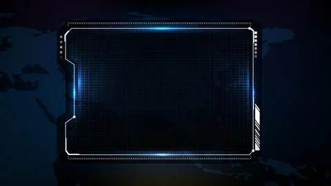 Abstract futuristic background of blue technology sci fi frame, hud ui topic, Stock Illustration