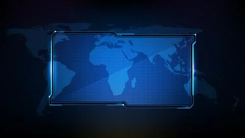 Abstract futuristic background of blue technology sci fi frame, hud ui topic, Stock Illustration