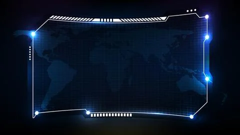 Abstract futuristic background of blue technology sci fi frame, hud ui topic, Stock Illustration